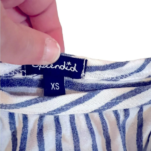 Splendid xs blue & white striped off the shoulder romper excellent condition - Picture 4 of 5